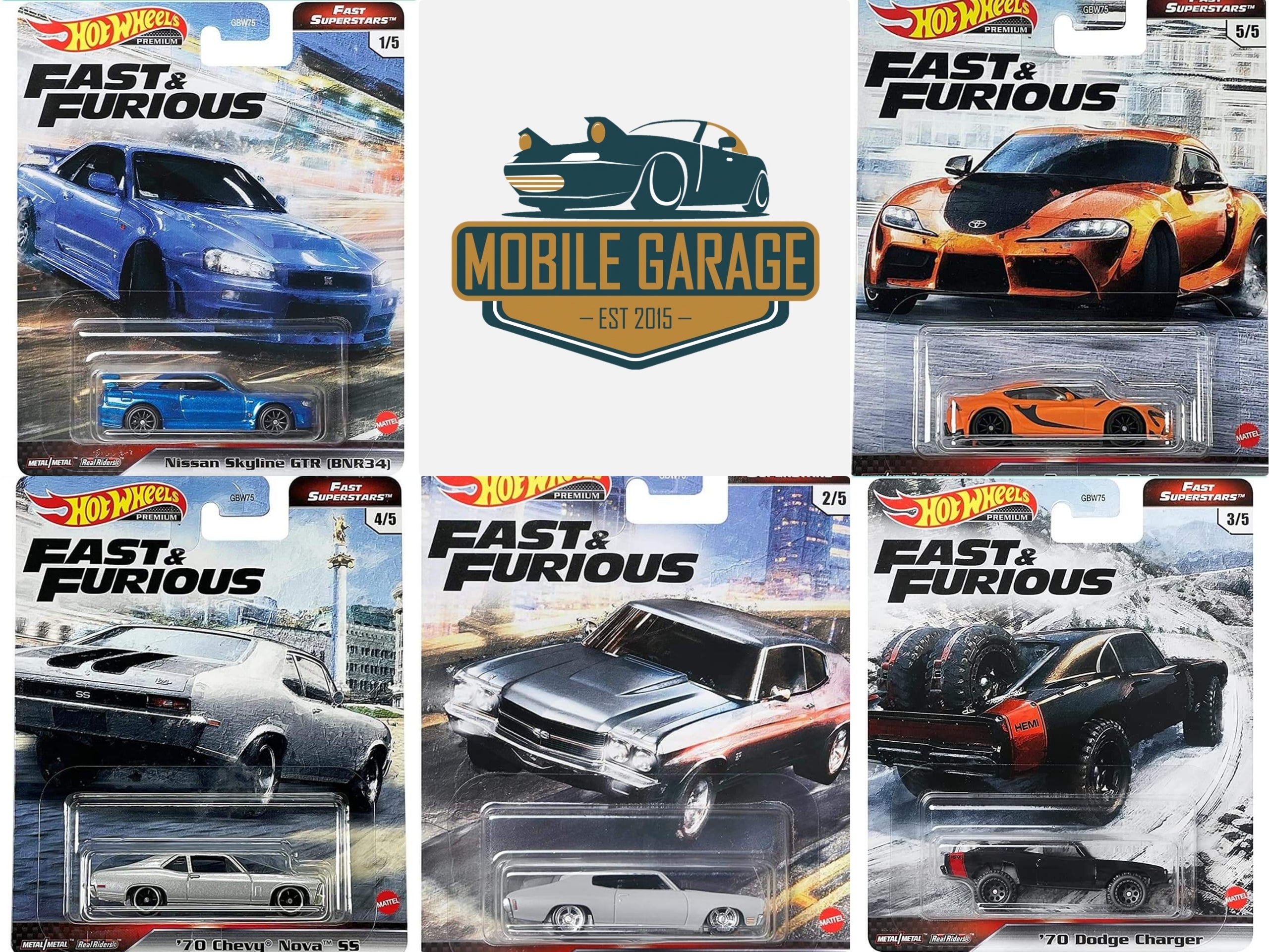 5Pcs/pack Hot Wheels Fast Furious 6 Mercedes-Benz Porsche Ford