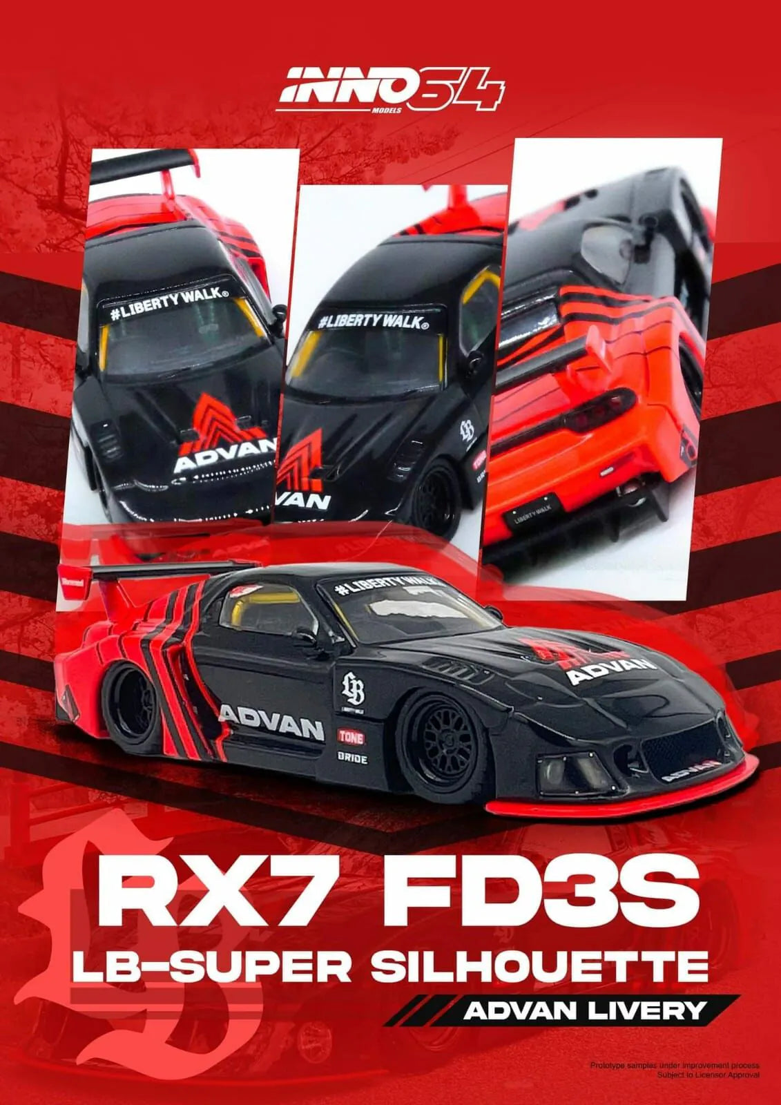 INNO64 1/64 LBWK MAZDA RX7 (FD3S) LB-SUPER SILHOUETTE "ADVAN LIVERY"