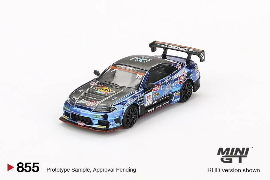 Mini GT #855 1:64 Scale Nissan Silvia (S15) D-MAX #70 D-MAX Racing 2023 D1 Grand Prix - Japan Exclusive RHD / D1 Blister Packaging