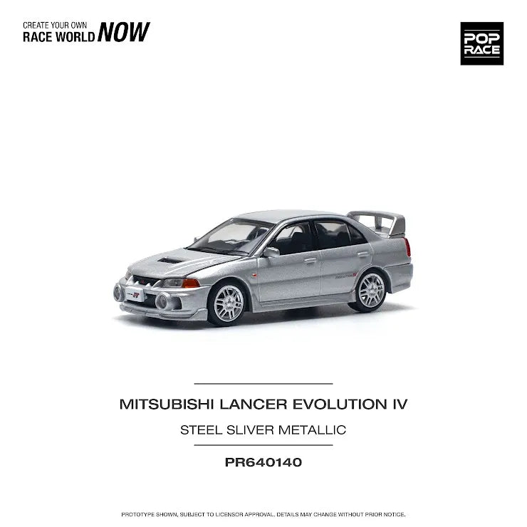 Pop Race 1/64 MITSUBISHI LANCER EVOLUTION IV - STEEL SILVER