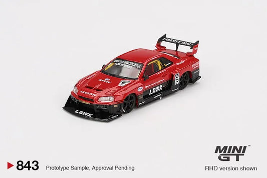 MINI GT x Mijo #843 Nissan LB-ER34 Super Silhouette SKYLINE Red/Black Blister Packing