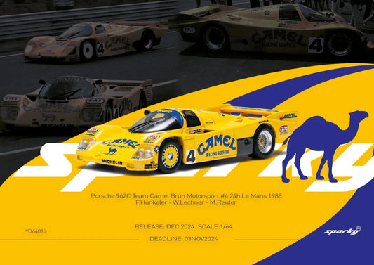 Sparky x Tiny 1/64 Porsche - 962C Team Camel Brun Motorsport #4 24h Le Mans 1988 F.Hunkeler - W.Lechner - M.Reuter (Tiny Exclusive)