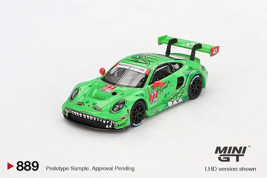 Mini GT #889 Porsche 911 GT3 R #77 AO Racing 2024 IMSA Daytona 24 Hrs GTD Pro 2nd Place