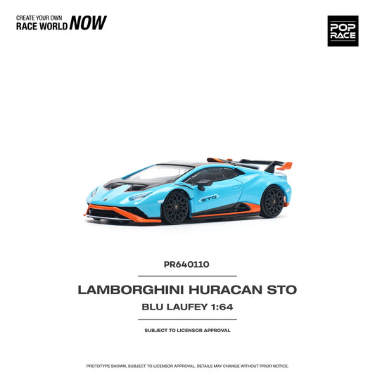 Pop Race 1/64 LAMBORGHINI HURACÁN STO BLU LAUFEY/ARANCIO XANTO