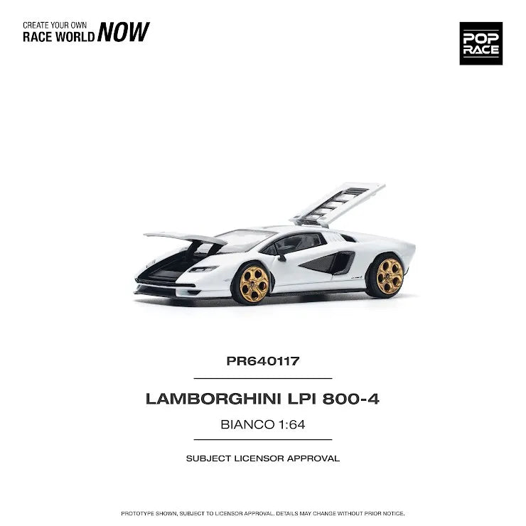 Pop Race 1/64 LAMBORGHINI COUNTACH LPI 800-4 BIANCO SIDERALE