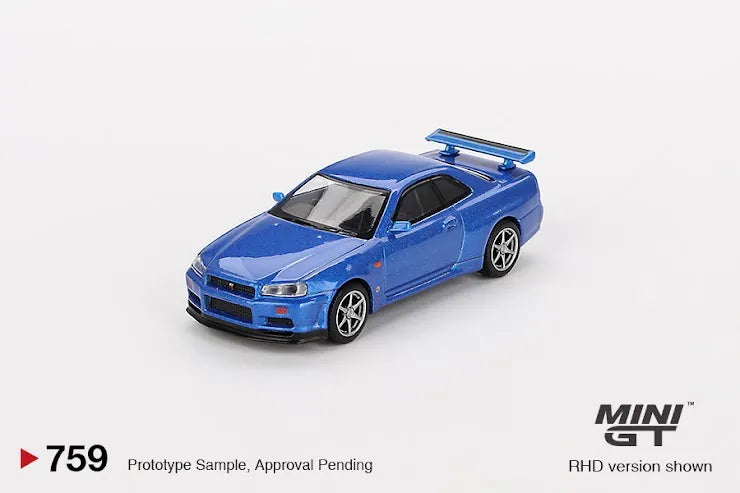 Mini GT #759 Nissan Skyline GT-R (R34) V-Spec Bayside Blue