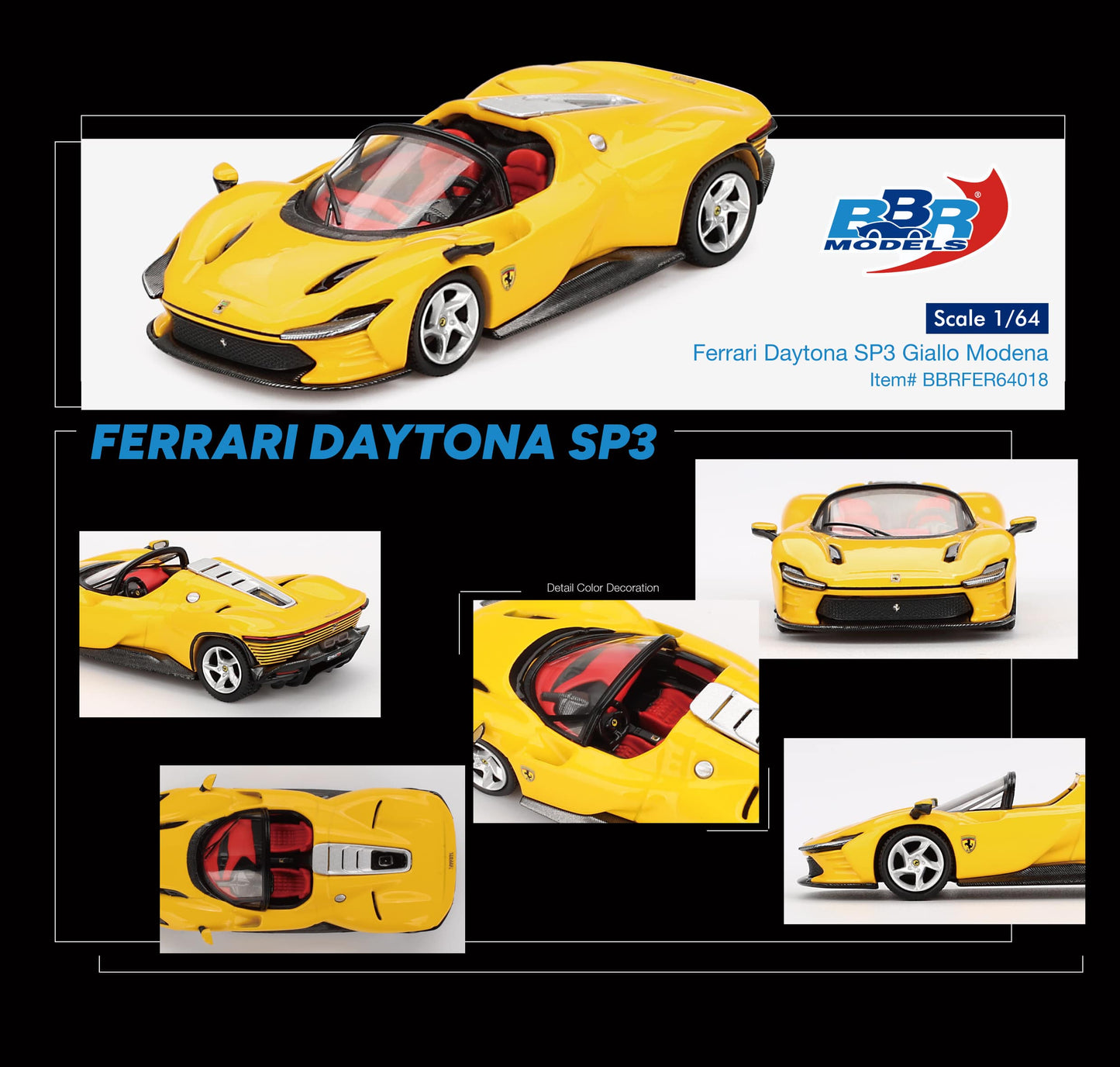 BBR Models 1/64 Ferrari Daytona SP3 Giallo Modena