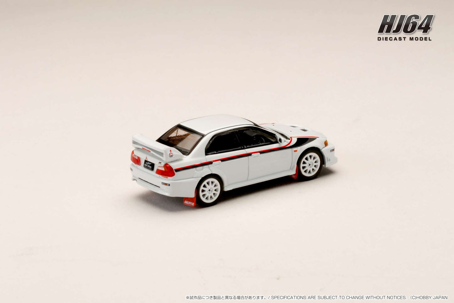 Hobby Japan 1/64 MITSUBISHI LANCER GSR EVOLUTION 6 (T.M.E.) Special Coloring Package (GF-CP9A) 2000 with Mud flap WHITE