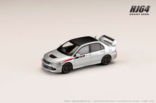 Hobby Japan 1/64 MITSUBISHI LANCER EVOLUTION 9 MR GSR JDM Customized Version with Engine Display Model SILVEr METALLIC