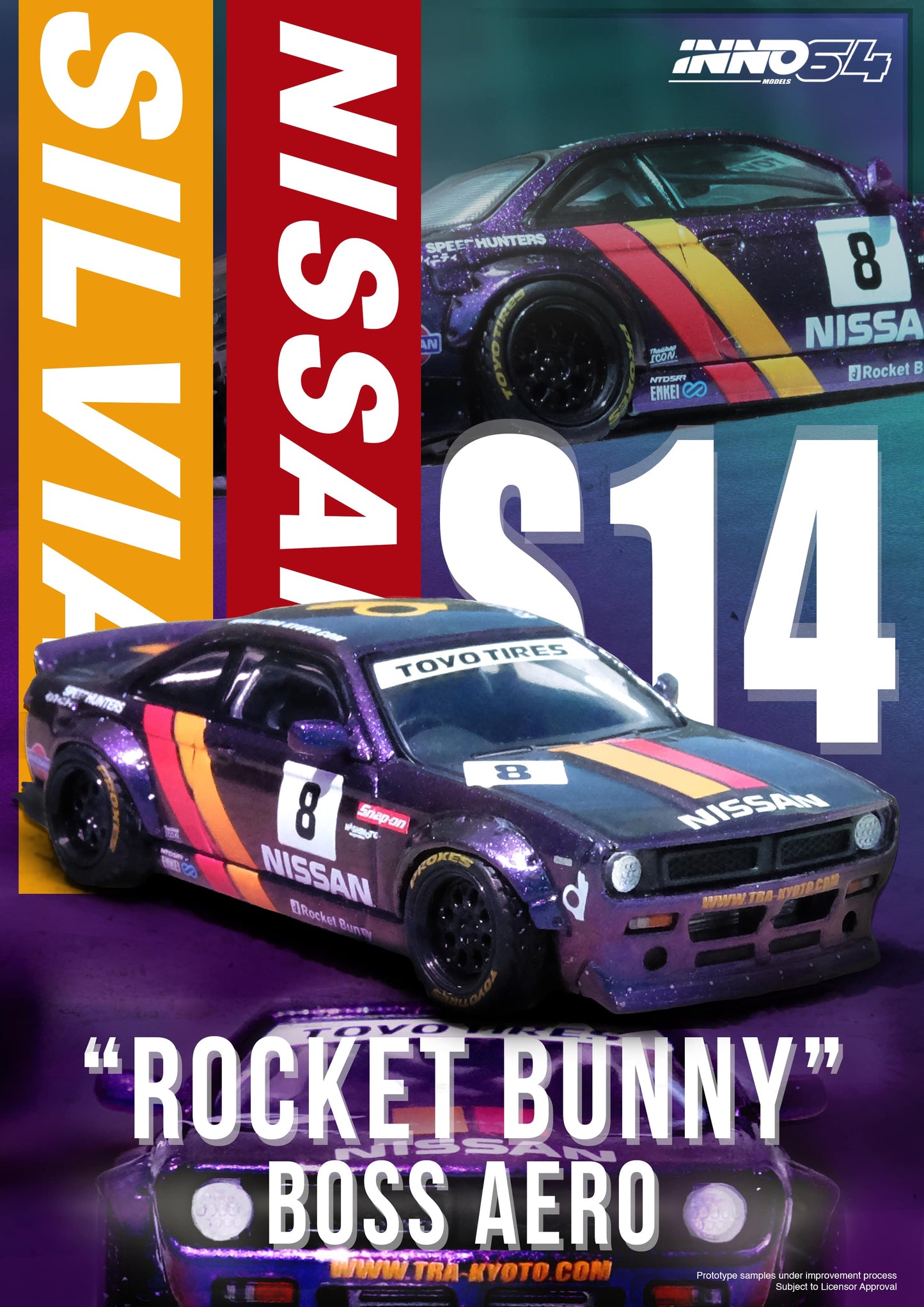 Inno64 NISSAN SILVIA (S14) BOSS "ROCKET BUNNY" Purple