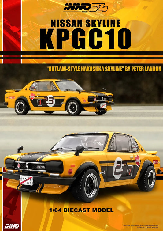INNO64 1/64 NISSAN SKYLINE 2000 GT-R (KPGC10) Yellow