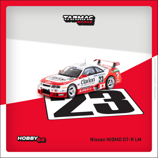 Tarmac Works 1:64 scale Nissan NISMO GT-R LM 24h of Le Mans 1995 Presentation K. Hoshino / T. Suzuki / M. Kageyama