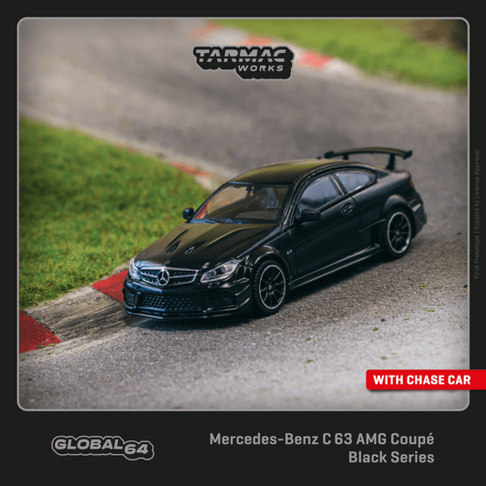 Tarmac Works 1:64 Scale Mercedes-Benz C 63 AMG Coupé Black Series Matte Black