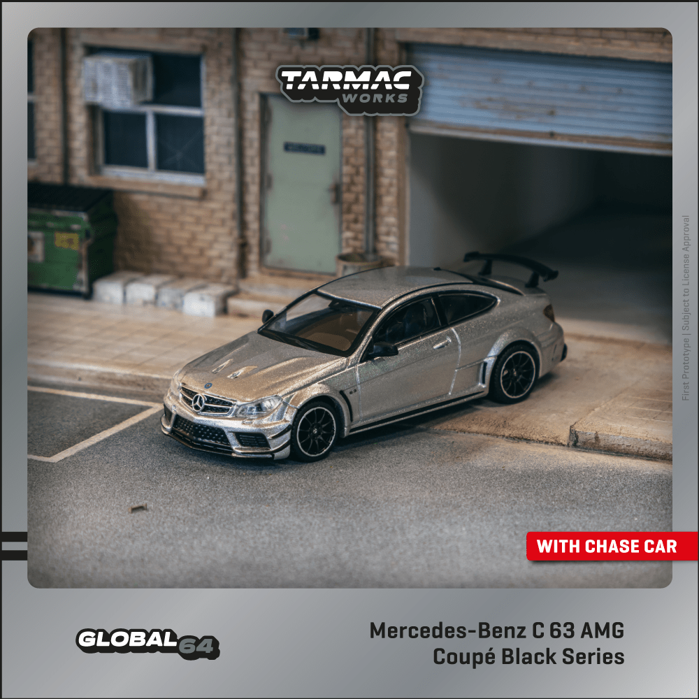 Tarmac Works 1:64 Scale Mercedes-Benz C 63 AMG Coupé Black Series Silver Metallic