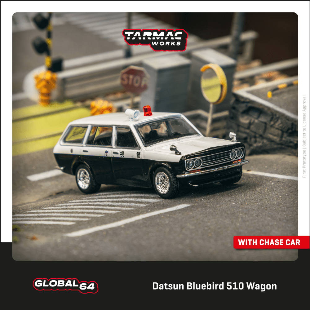 Tarmac Works 1:64 Scale Datsun Bluebird 510 Wagon Japan Police Car