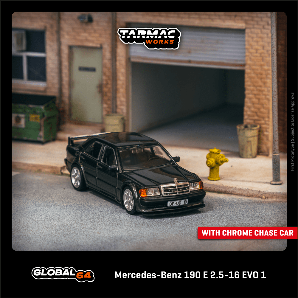 Tarmac Works 1:64 Scale Mercedes-Benz 190 E 2.5-16 EVO 1 Blue-Black metallic