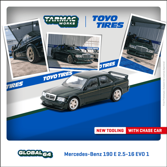 Tarmac Works 1:64 Scale Mercedes-Benz 190 E 2.5-16 EVO 1 TOYO TIRES T64G-057-TOYO