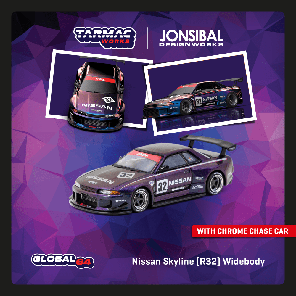 Tarmac Works 1:64 Scale Nissan Skyline (R32) Widebody Midnight purple