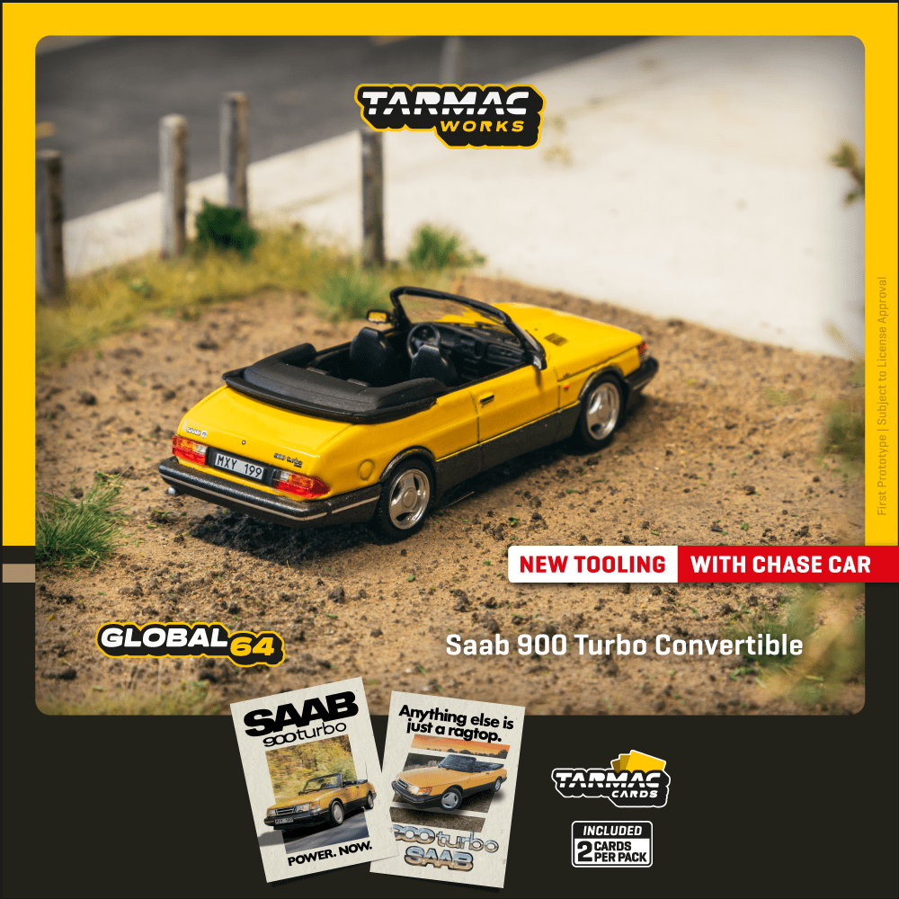 Tarmac Works 1:64 Scale Saab 900 Turbo Yellow