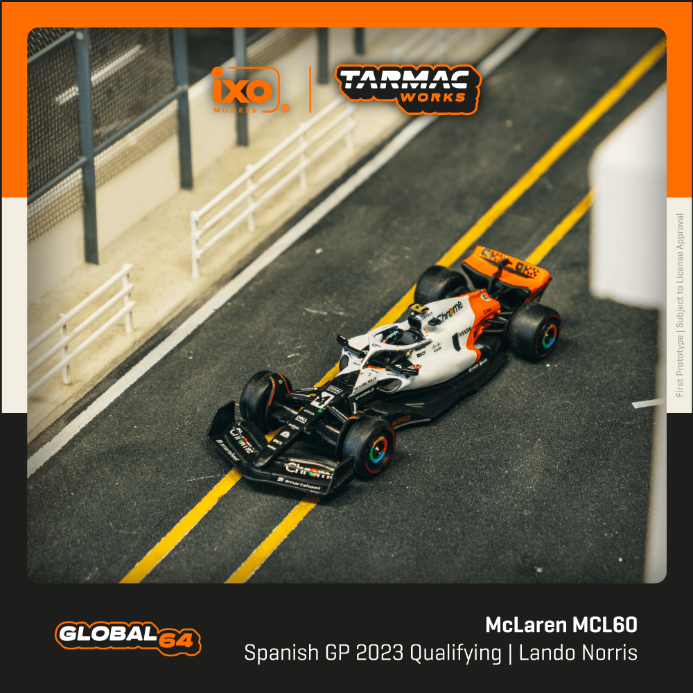 Tarmac Works 1:64 Scale McLaren MCL60 Spanish Grand Prix 2023 Qualifying Lando Norris