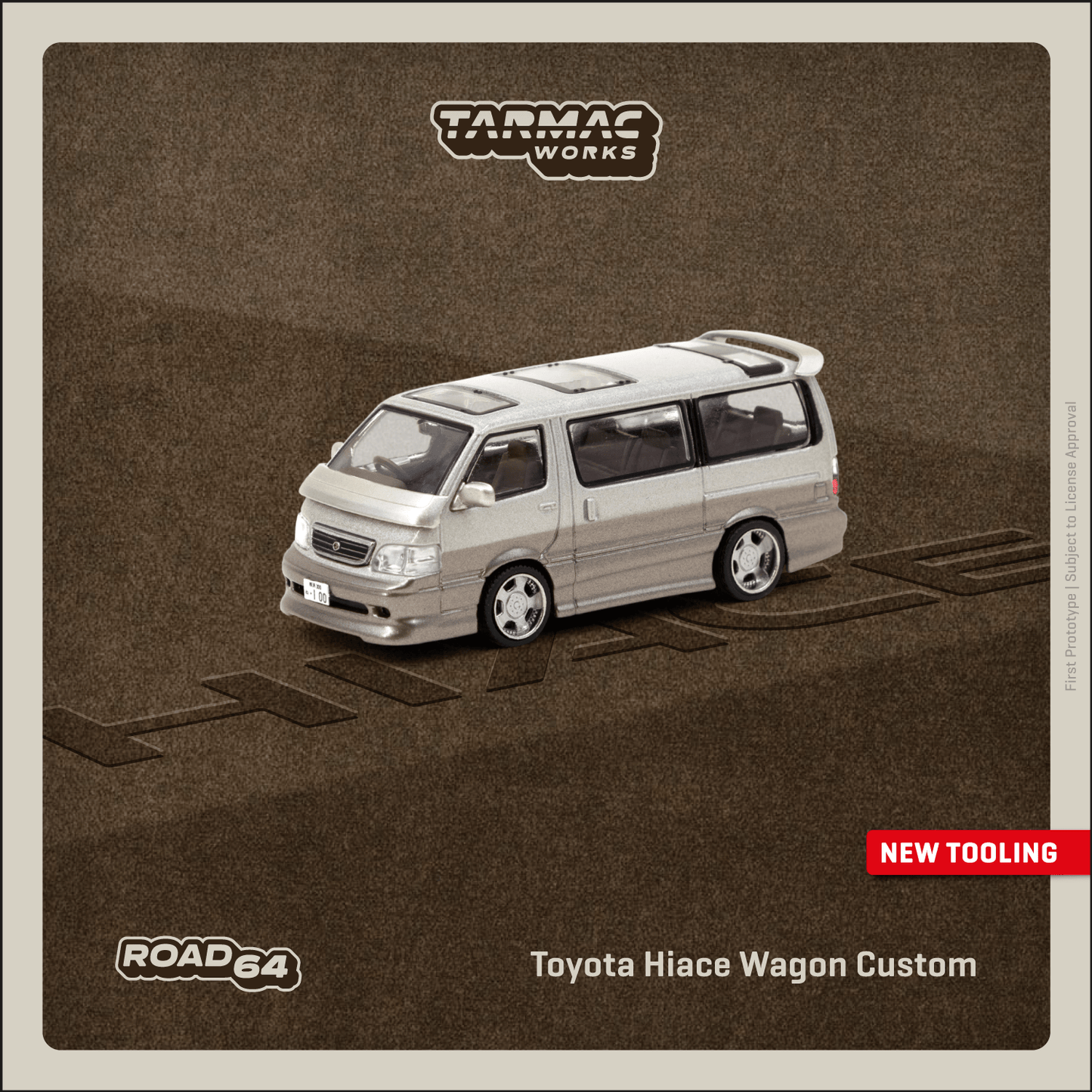 Tarmac Workls 1:64 Scale Toyota Hiace Wagon Super Custom Silver / Brown