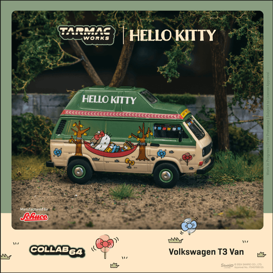 Tarmac Works 1:64 Scale Volkswagen T3 Van  Hello Kitty Camping T64S-001-HK