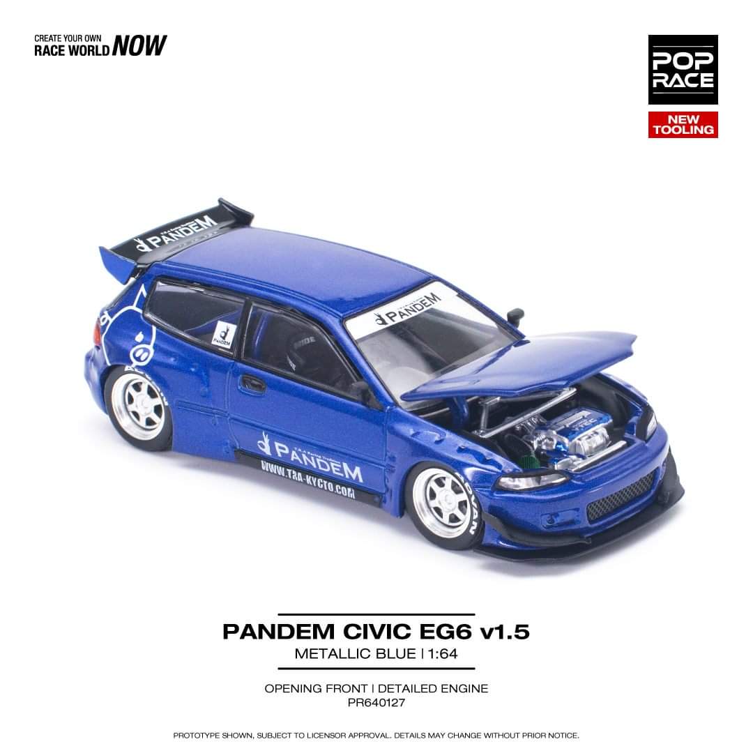 Pop Race 1/64 HONDA PANDEM CIVIC EG6 v1.5 METALLIC BLUE