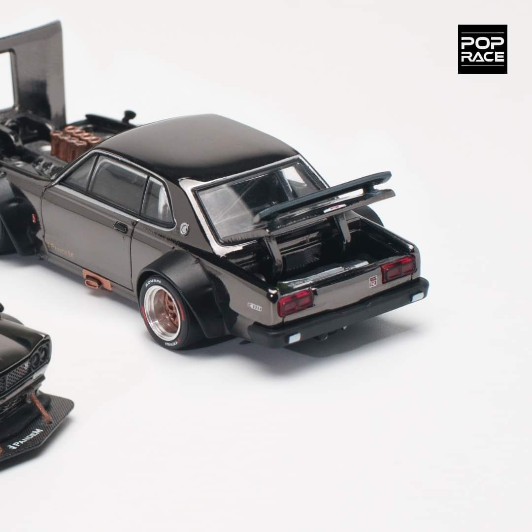 Pop Race 1/64 Skyline GT-R V8 Drift (Hakosuka) Dark Chrome