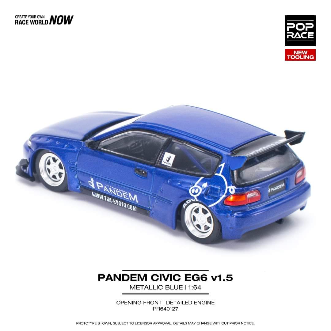 Pop Race 1/64 HONDA PANDEM CIVIC EG6 v1.5 METALLIC BLUE