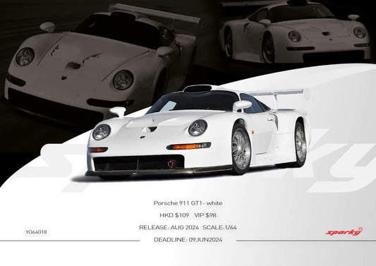 SPARKY X Tiny 1/64 Porsche 911 GT1 - White