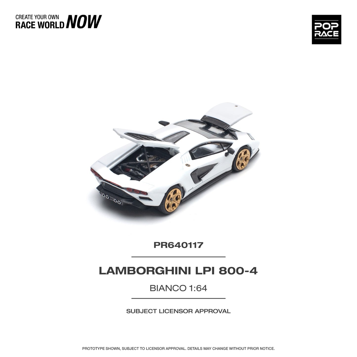 Pop Race 1/64 LAMBORGHINI COUNTACH LPI 800-4 BIANCO SIDERALE