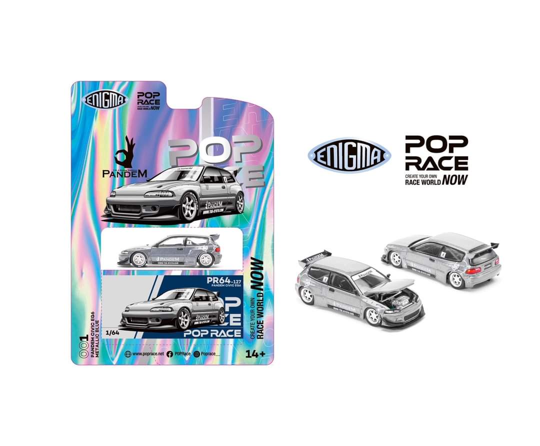 Pop Race x Enigma 1/64 HONDA PANDEM CIVIC EG6 v1.5 METALLIC BLUE