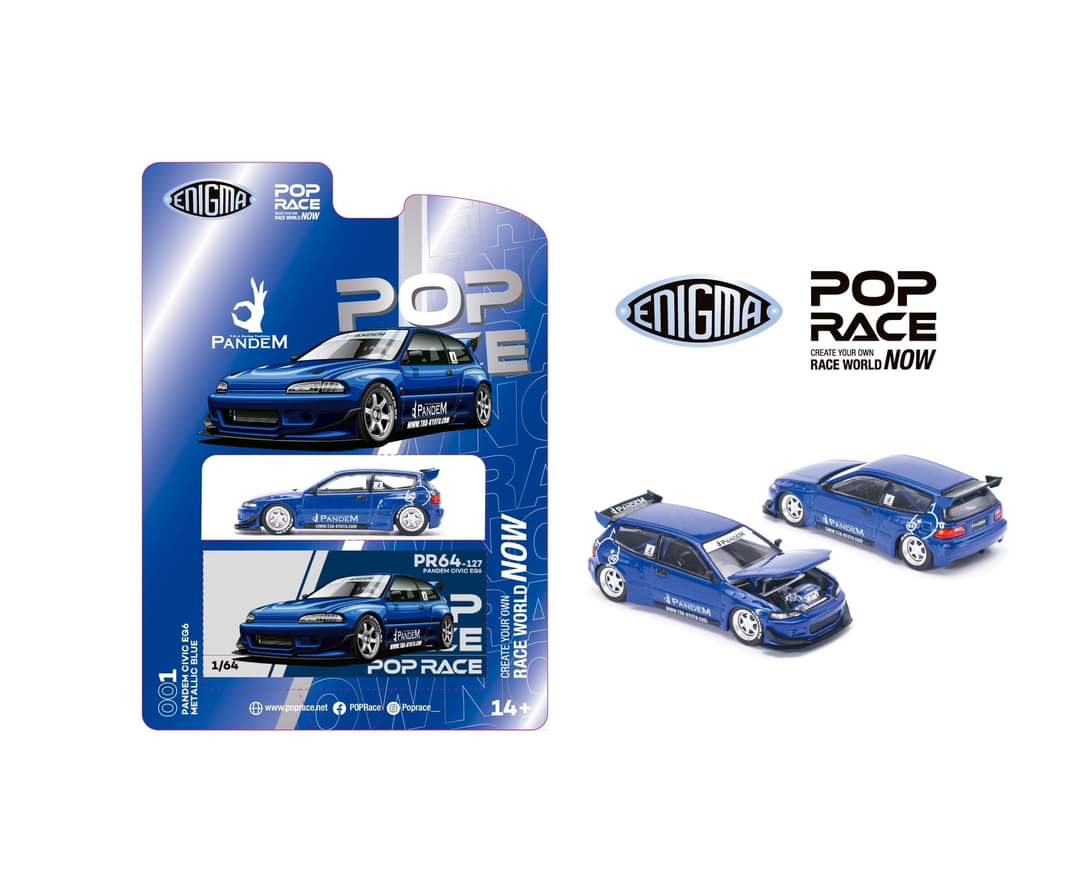 Pop Race x Enigma 1/64 HONDA PANDEM CIVIC EG6 v1.5 METALLIC BLUE