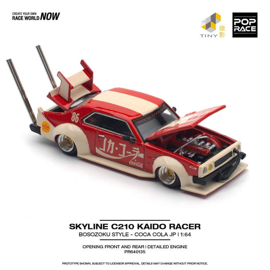 Pop Race 1/64 Nissan Skyline (C210) Kaido Racer Bosozuko Style Coca Cola JP