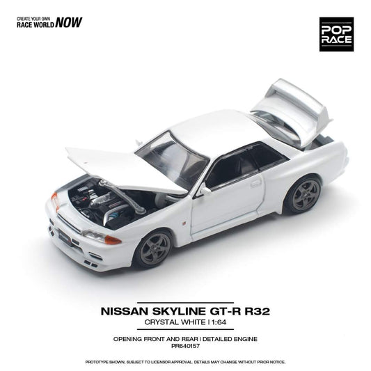 Pop Race 1/64 Nissan Skyline GT-R R32 White