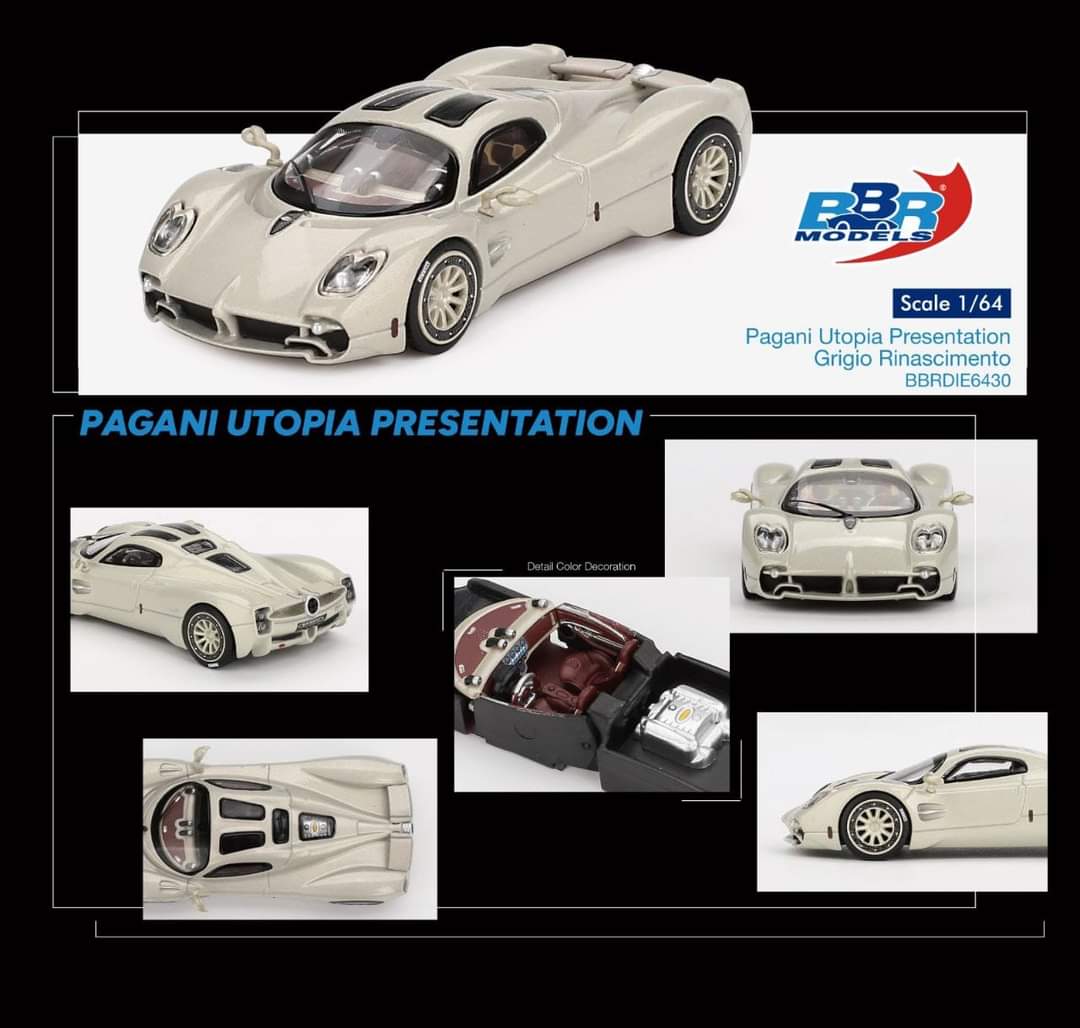 BBR Models 1/64 Pagani Utopia Presentation Grigio Rinascimento