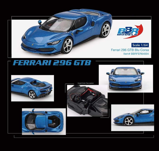 BBR Models 1/64 Ferrari 296 GTB Blu Corsa