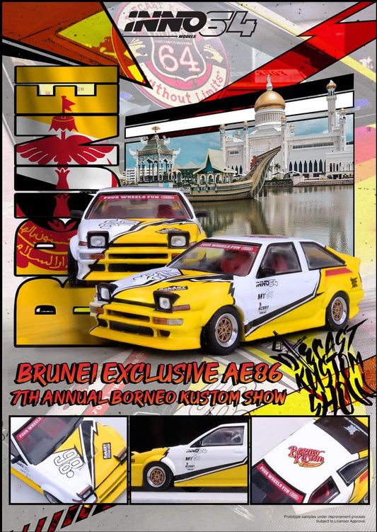 Inno64 1:64 Scale TOYOTA SPRINTER TRUENO AE86 BRUNEI EXCLUSIVE 7th Borneo Kustom Show 2024