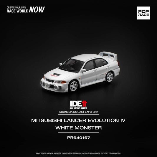 Pop Race 1/64 IDE 2024 MITSUBISHI LANCER EVO IV - MONSTER WHITE