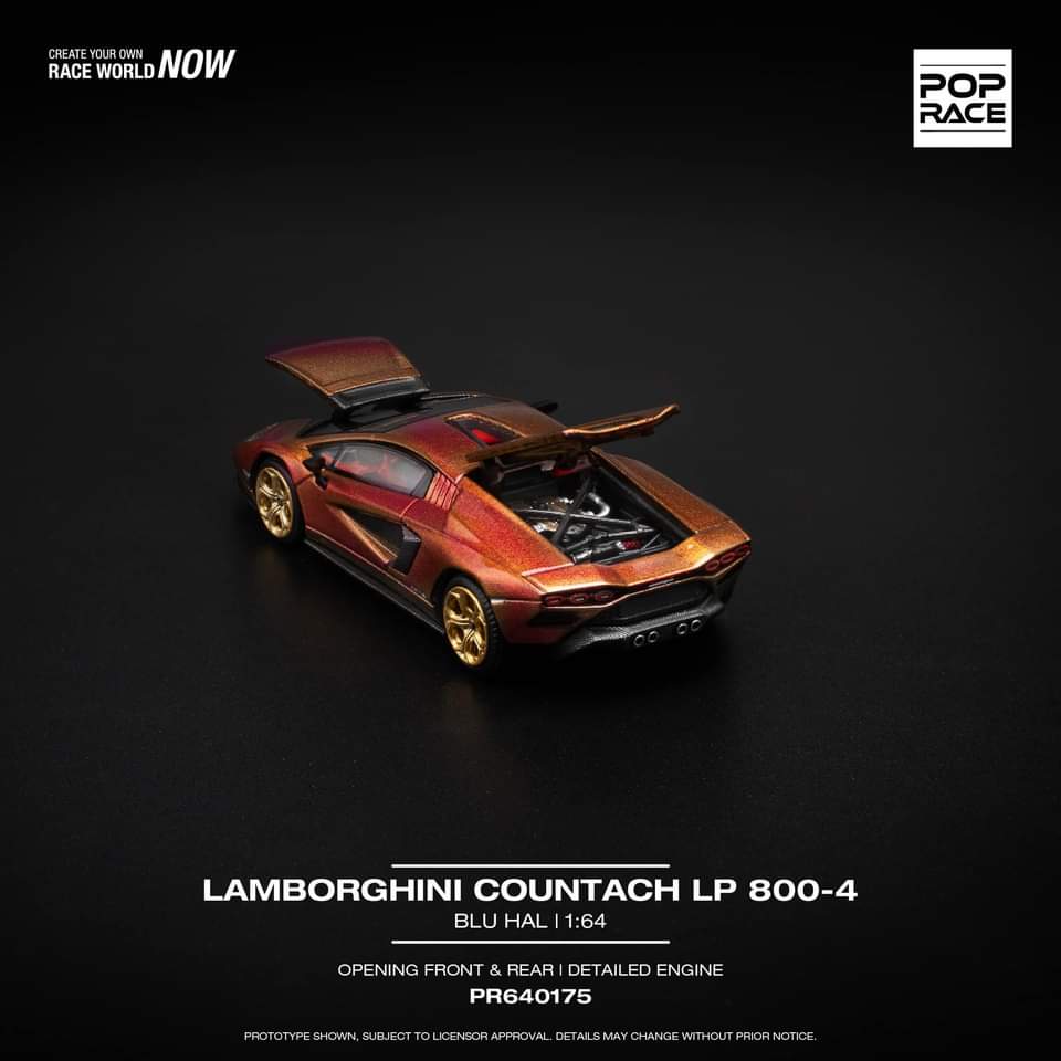 Pop Race 1/64 Lamborghini Countach LP800-4 Blu Hal