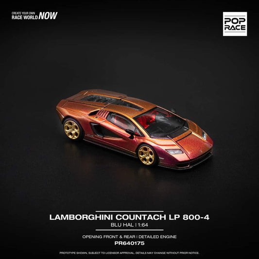 Pop Race 1/64 Lamborghini Countach LP800-4 Blu Hal