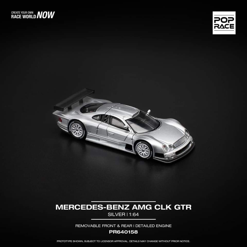 Pop Race 1/64 MERCEDES-BENZ CLK AMG GTR - SILVER