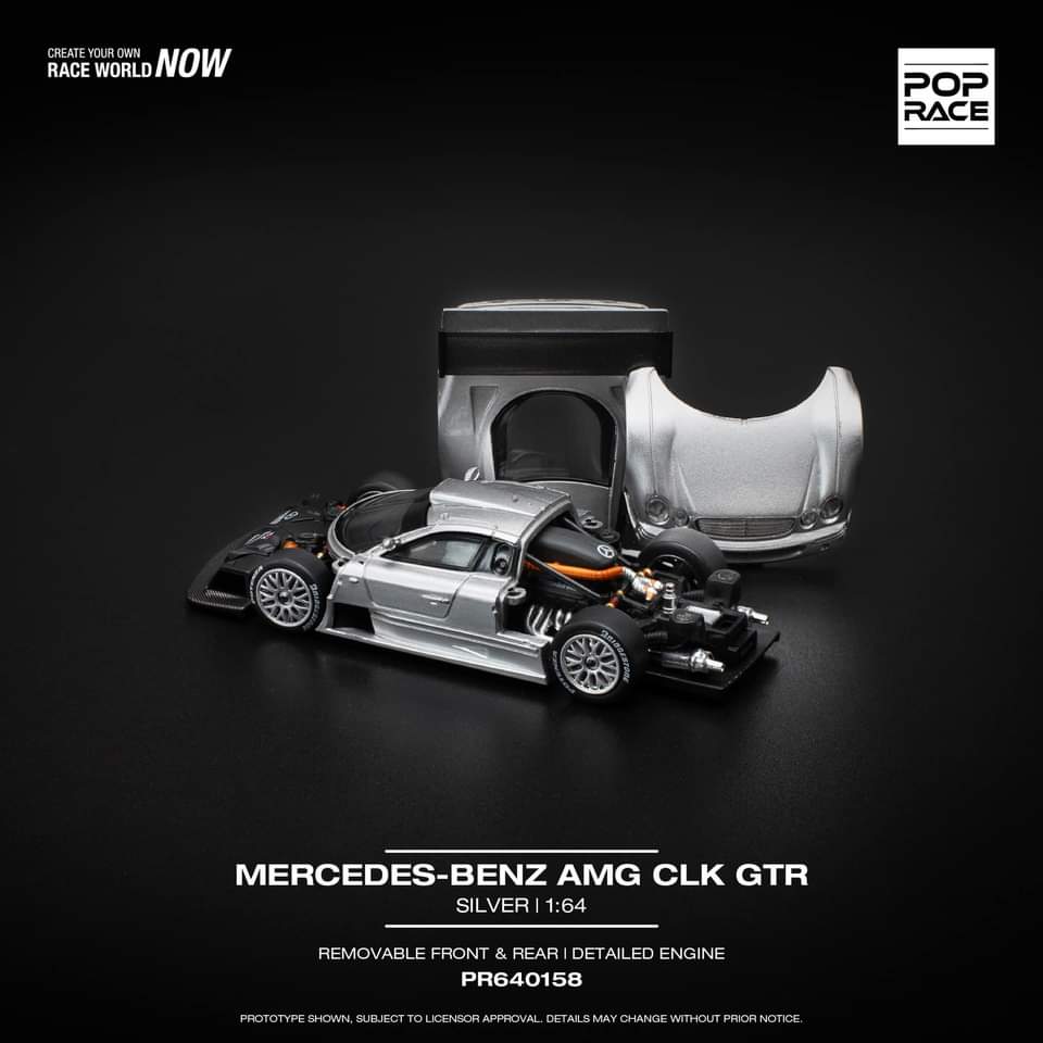 Pop Race 1/64 MERCEDES-BENZ CLK AMG GTR - SILVER