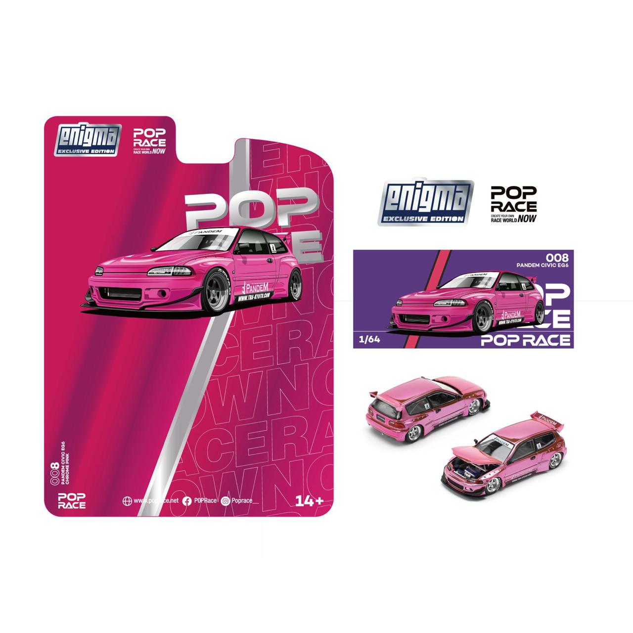 Pop Race x Enigma 1/64 HONDA PANDEM CIVIC EG6 v1.5 METALLIC PINK