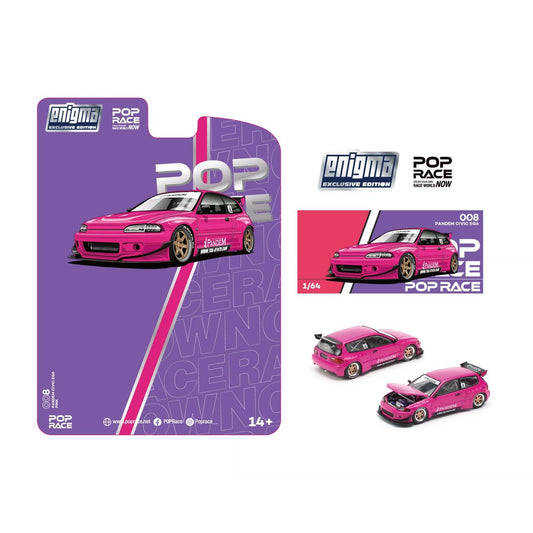 Pop Race x Enigma 1/64 HONDA PANDEM CIVIC EG6 v1.5 METALLIC PINK