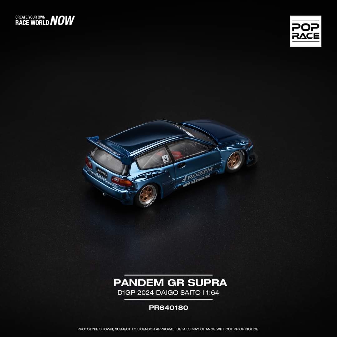 Pop Race 1/64 PANDEM CIVIC EG6 - BLUE CHROME