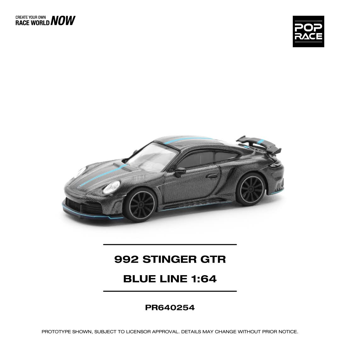 Pop Race 1:64 Scale Porsche 992 STINGER GTR (BLUE LINE)