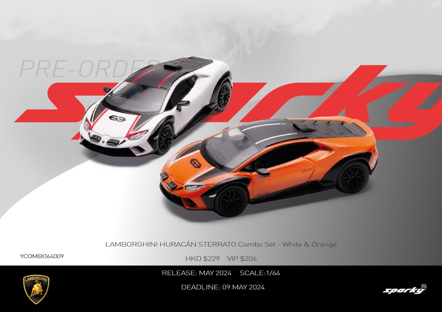 SPARKY X Tiny 1/64 Lamborghini Huracán Sterrato Combo Set - White & Orange