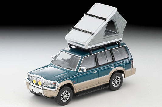 Tomytec Limited Vintage Neo LV-N206c Mitsubishi Pajero Mid Roof Wide VR with optional parts (green/beige) 1991 model with tent and figure