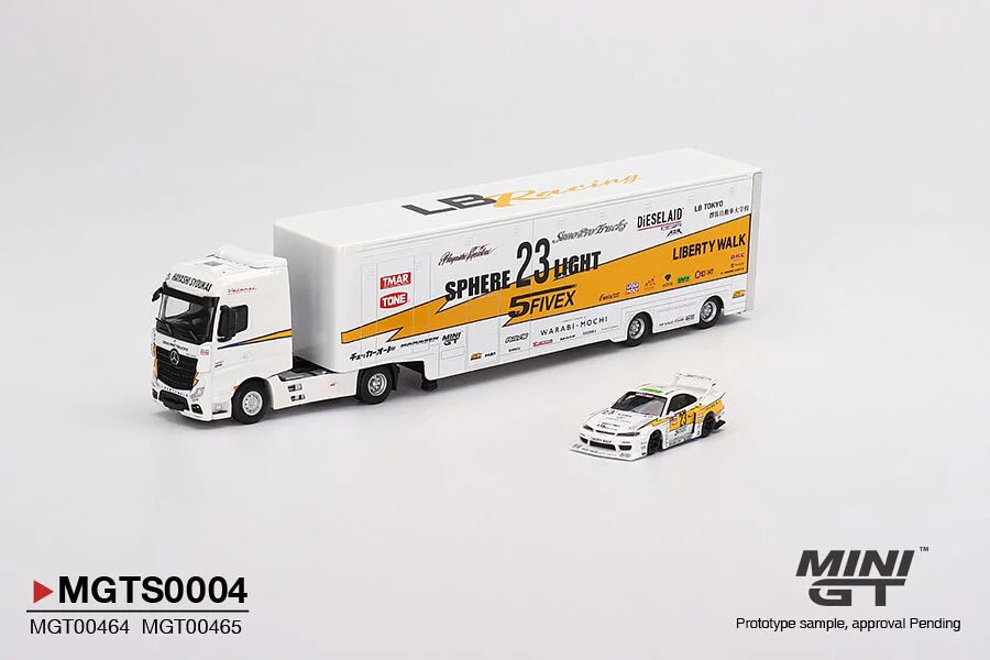 Mini GT #MGTS004 MINI GT LB Racing Racing Transporter Set (Included 1 transporter and 1 Car)